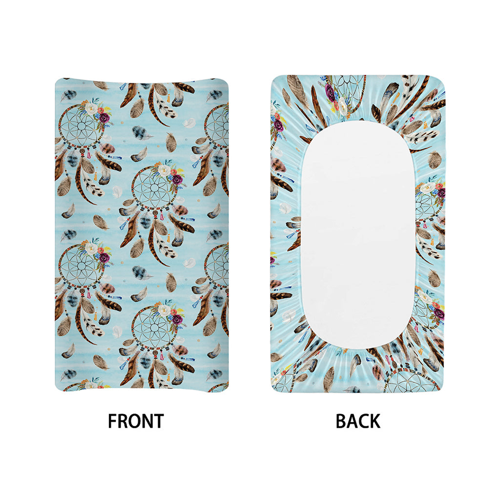 Blue Indian Dream Catcher Pattern Print Changing Pad Cover
