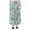 Blue Indian Dream Catcher Pattern Print Chiffon Maxi Skirt