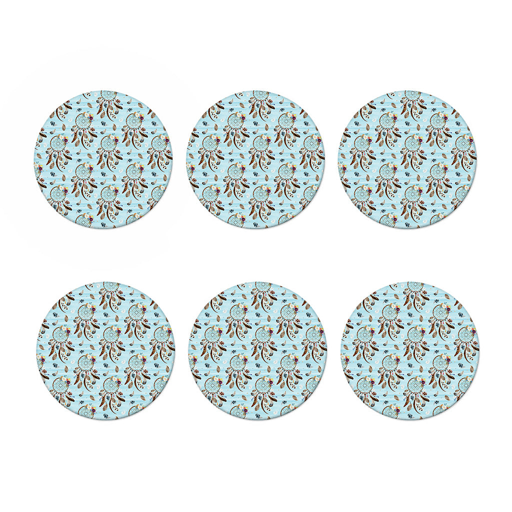 Blue Indian Dream Catcher Pattern Print Coaster Set