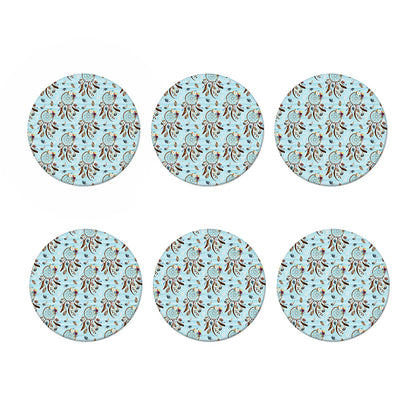 Blue Indian Dream Catcher Pattern Print Coaster Set