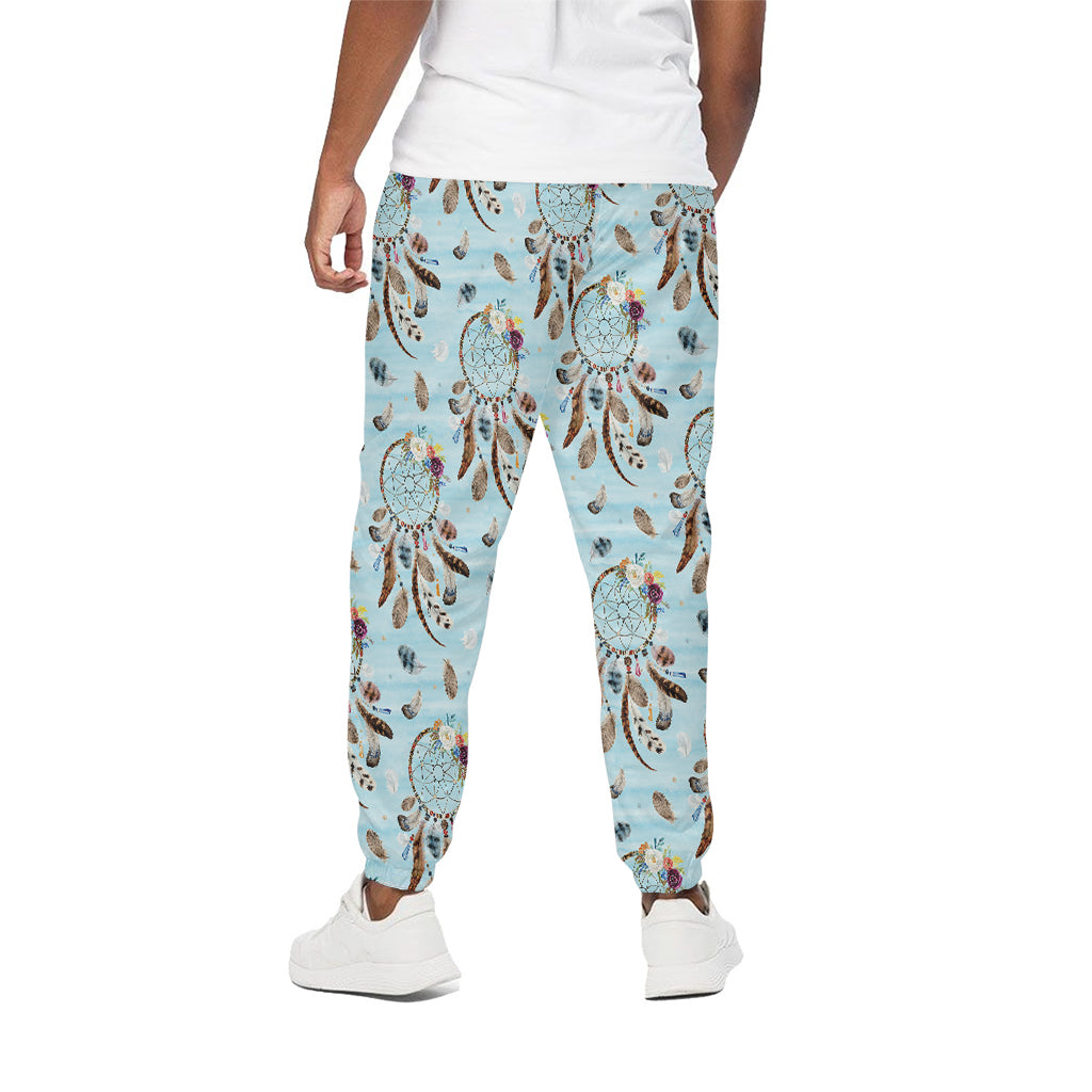 Blue Indian Dream Catcher Pattern Print Cotton Pants