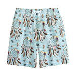 Blue Indian Dream Catcher Pattern Print Cotton Shorts