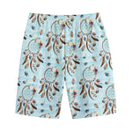 Blue Indian Dream Catcher Pattern Print Cotton Shorts