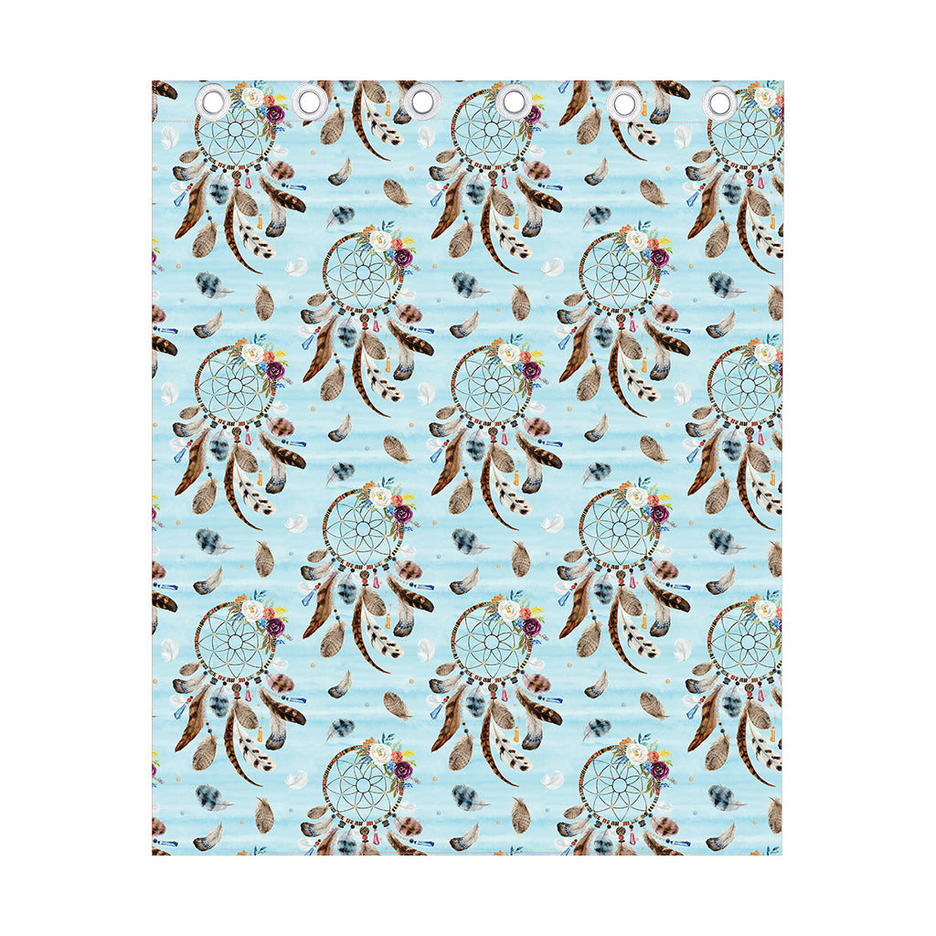 Blue Indian Dream Catcher Pattern Print Curtain