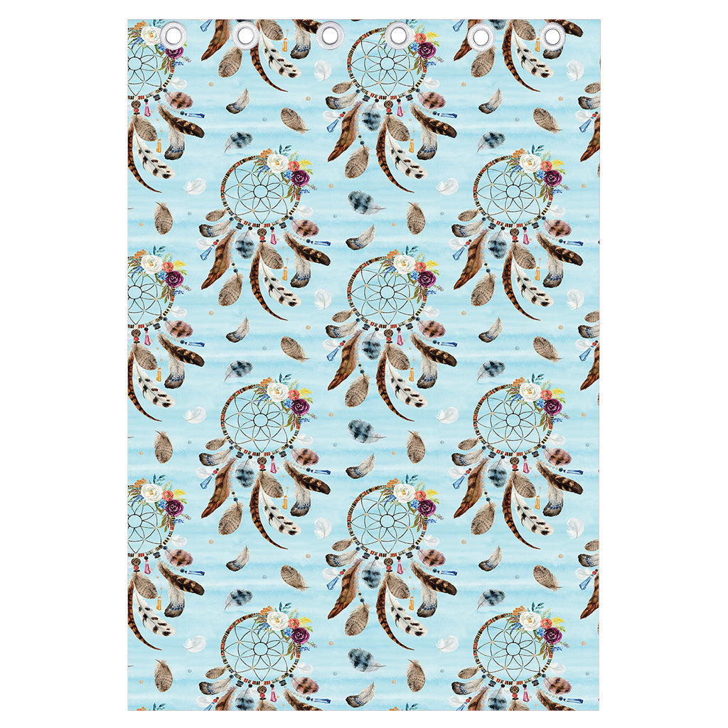 Blue Indian Dream Catcher Pattern Print Curtain