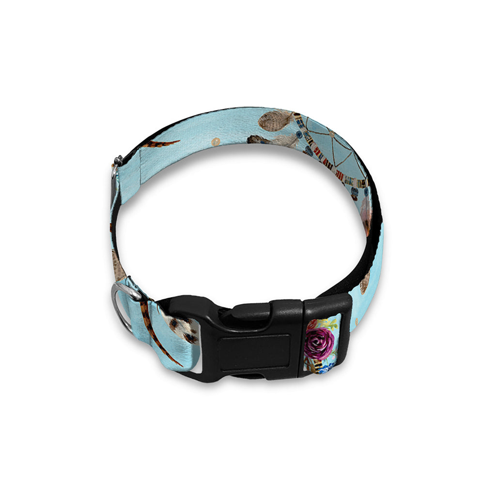 Blue Indian Dream Catcher Pattern Print Dog Collar