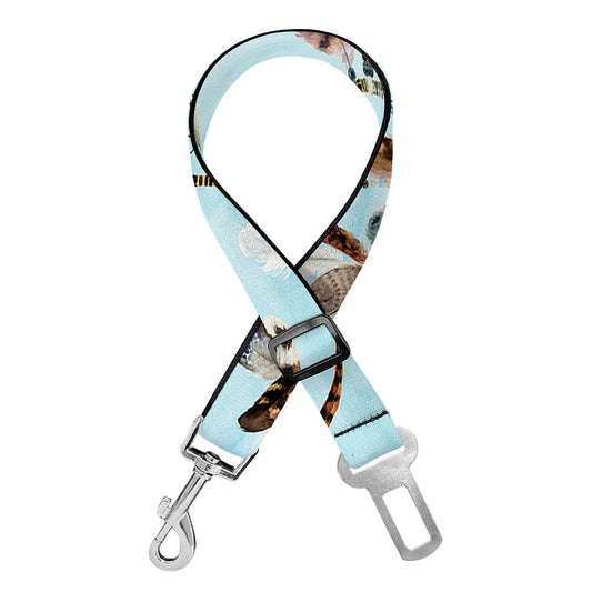 Blue Indian Dream Catcher Pattern Print Dog Seat Belt