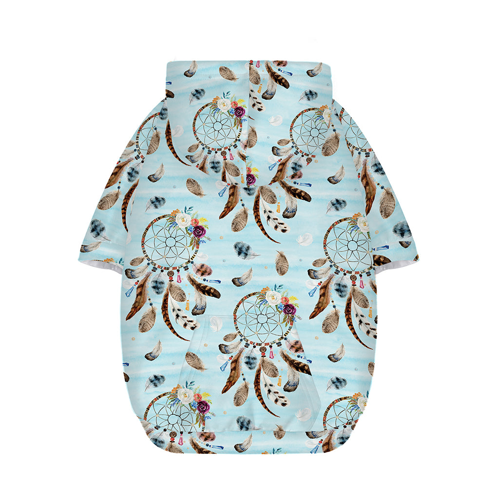 Blue Indian Dream Catcher Pattern Print Dog Zip Up Hoodie