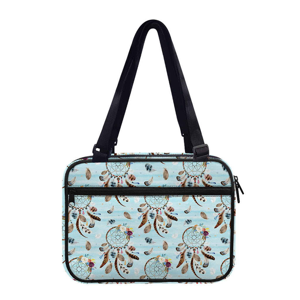 Blue Indian Dream Catcher Pattern Print Double Strap Bible Bag