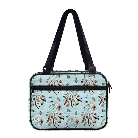 Blue Indian Dream Catcher Pattern Print Double Strap Bible Bag