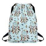 Blue Indian Dream Catcher Pattern Print Drawstring Backpack