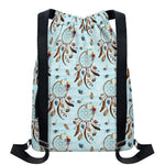 Blue Indian Dream Catcher Pattern Print Drawstring Backpack
