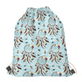 Blue Indian Dream Catcher Pattern Print Drawstring Bag