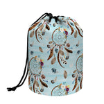 Blue Indian Dream Catcher Pattern Print Drawstring Makeup Bag