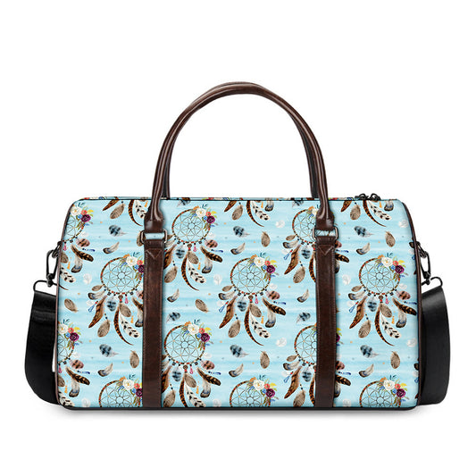 Blue Indian Dream Catcher Pattern Print Duffle Bag