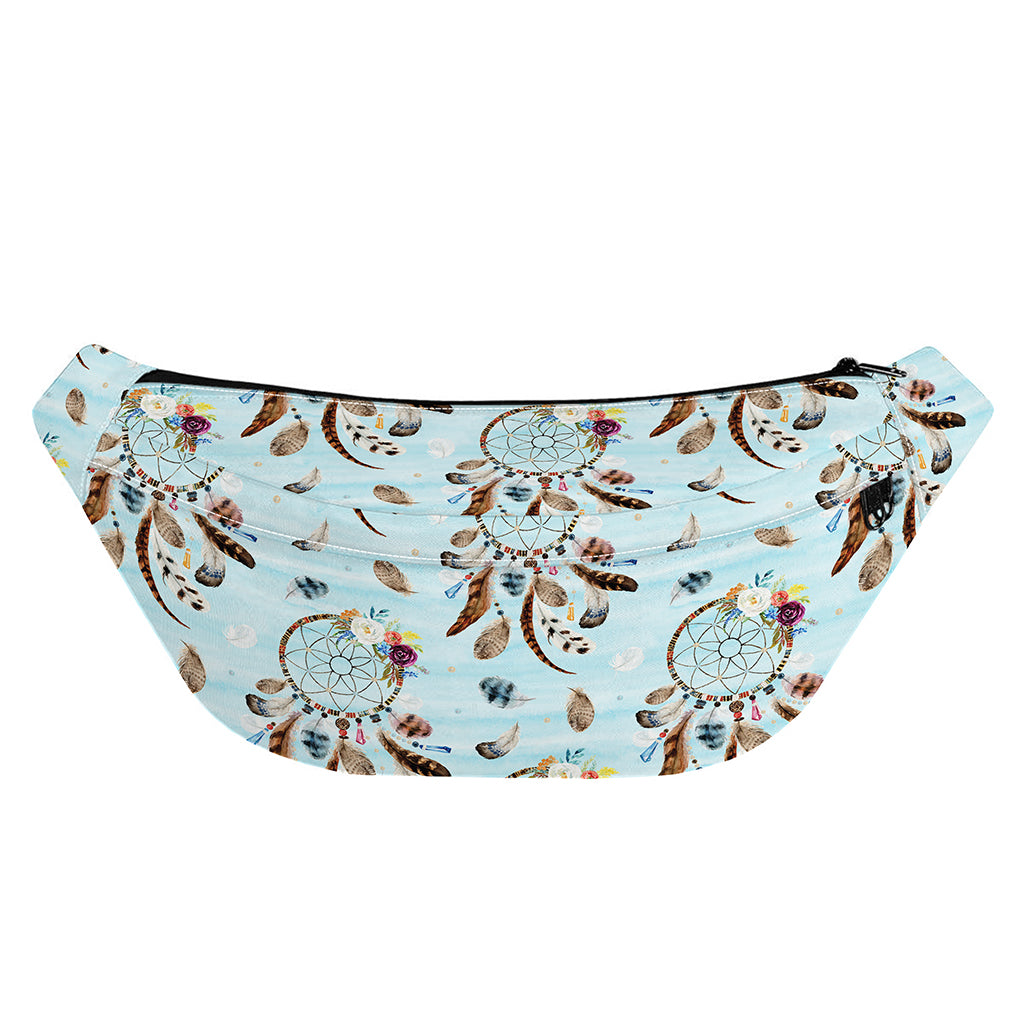 Blue Indian Dream Catcher Pattern Print Fanny Pack