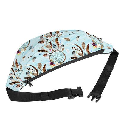 Blue Indian Dream Catcher Pattern Print Fanny Pack