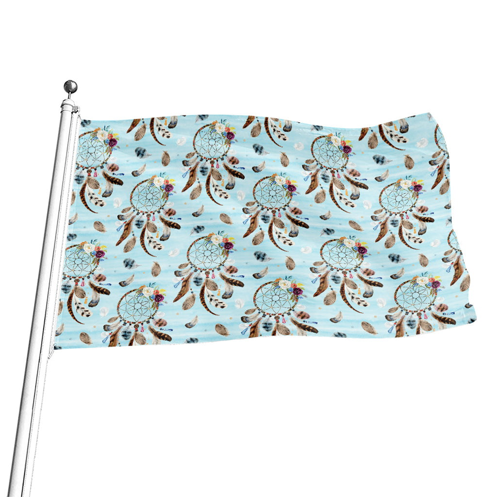 Blue Indian Dream Catcher Pattern Print Flag