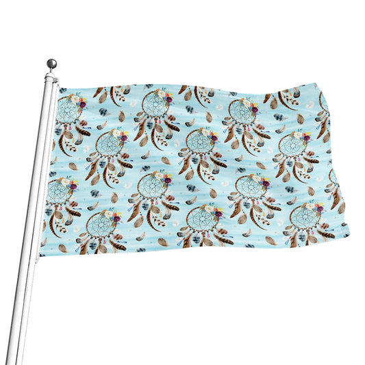 Blue Indian Dream Catcher Pattern Print Flag