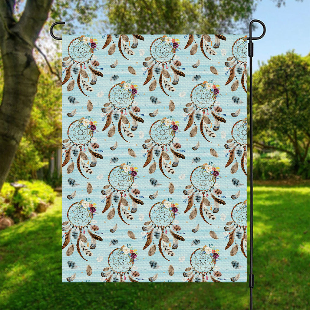 Blue Indian Dream Catcher Pattern Print Garden Flag