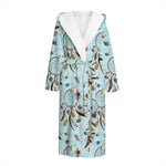 Blue Indian Dream Catcher Pattern Print Hooded Bathrobe