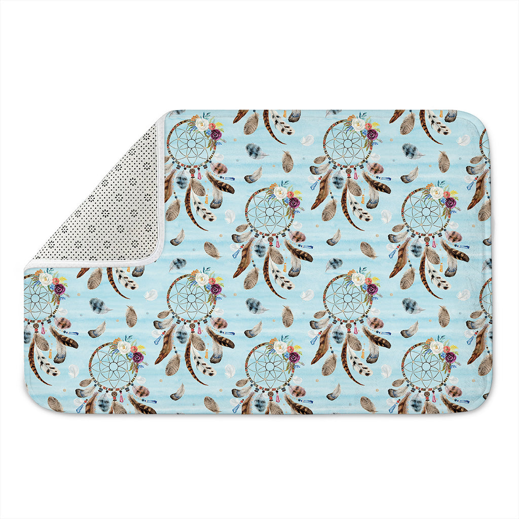 Blue Indian Dream Catcher Pattern Print Indoor Door Mat