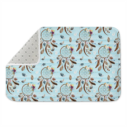 Blue Indian Dream Catcher Pattern Print Indoor Door Mat