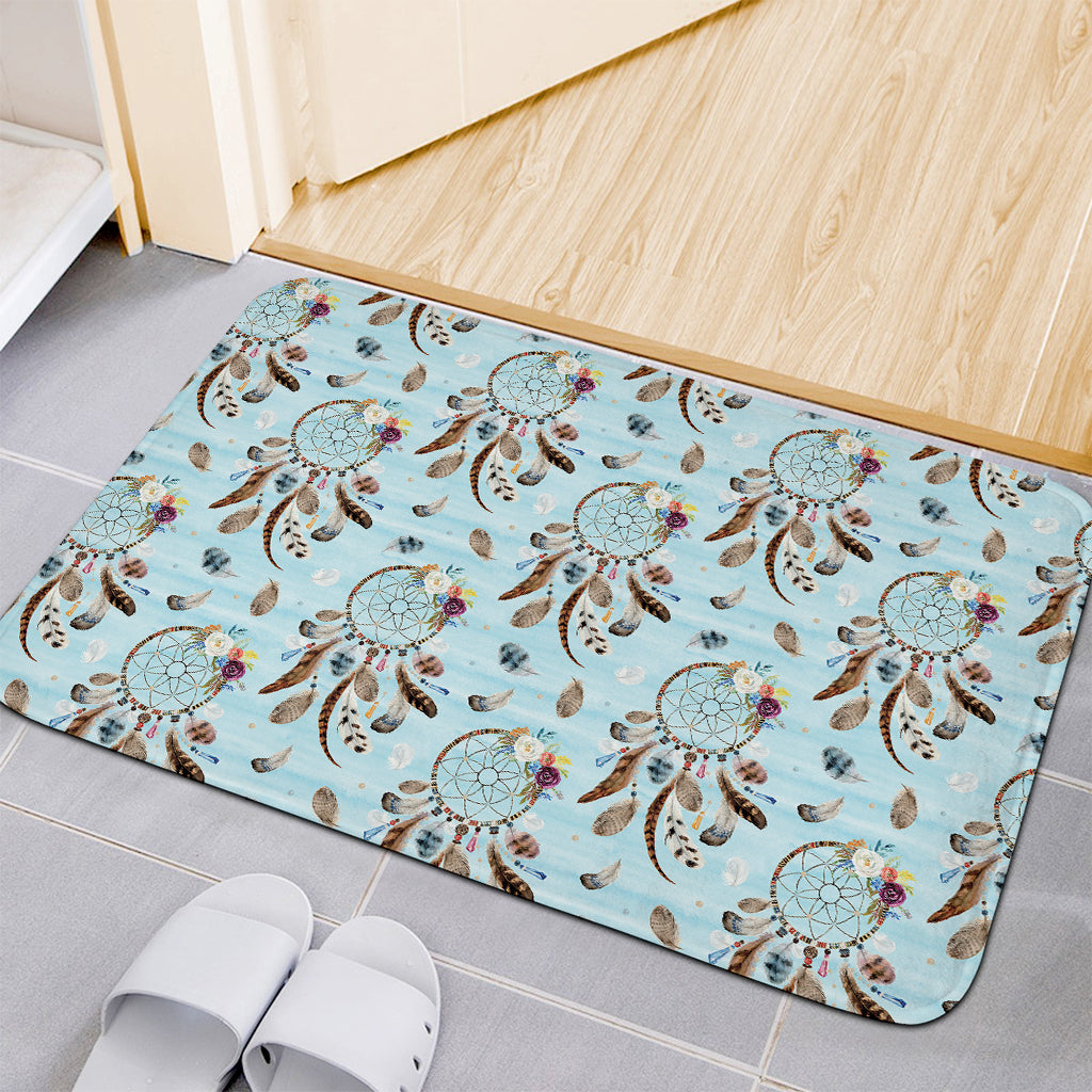 Blue Indian Dream Catcher Pattern Print Indoor Door Mat