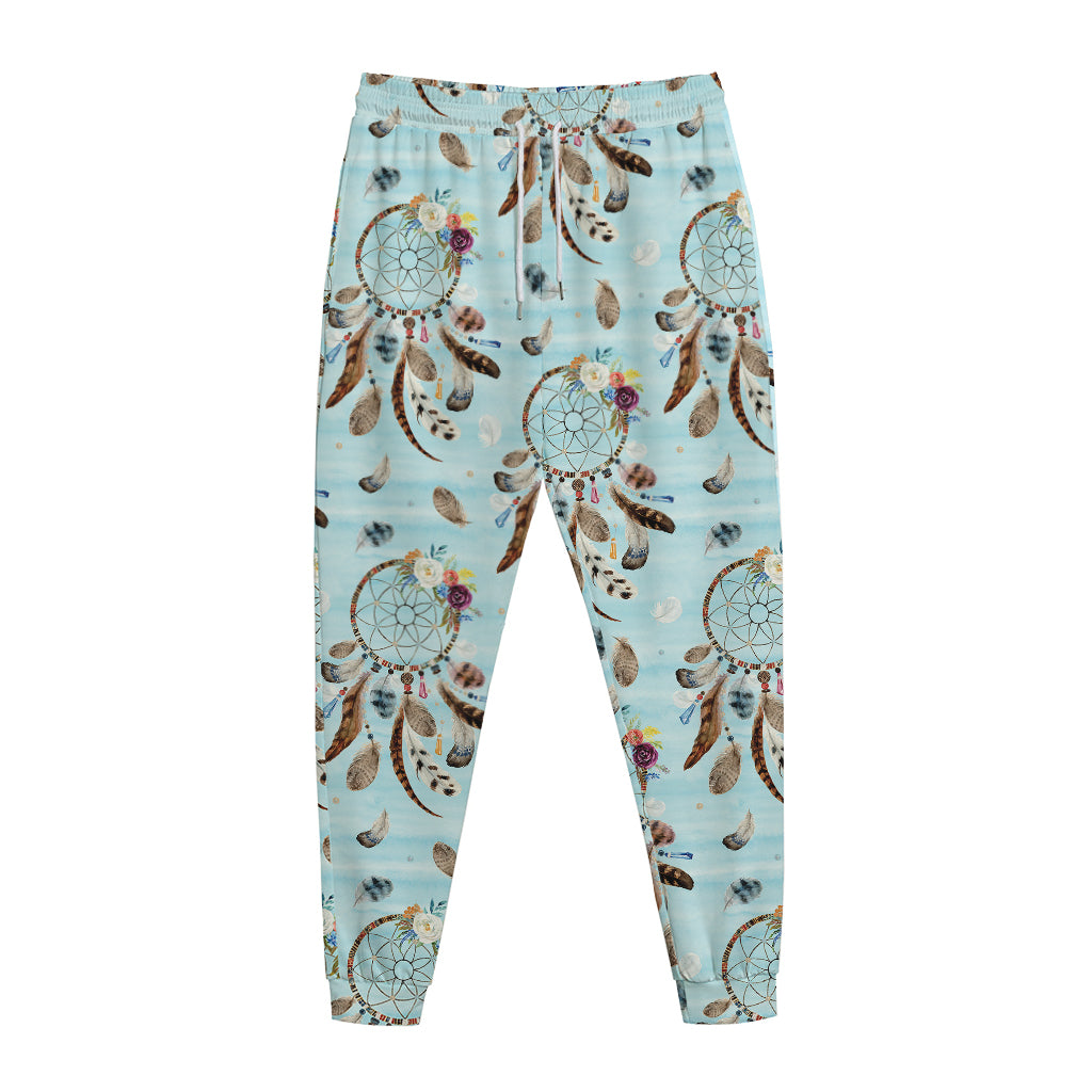 Blue Indian Dream Catcher Pattern Print Jogger Pants