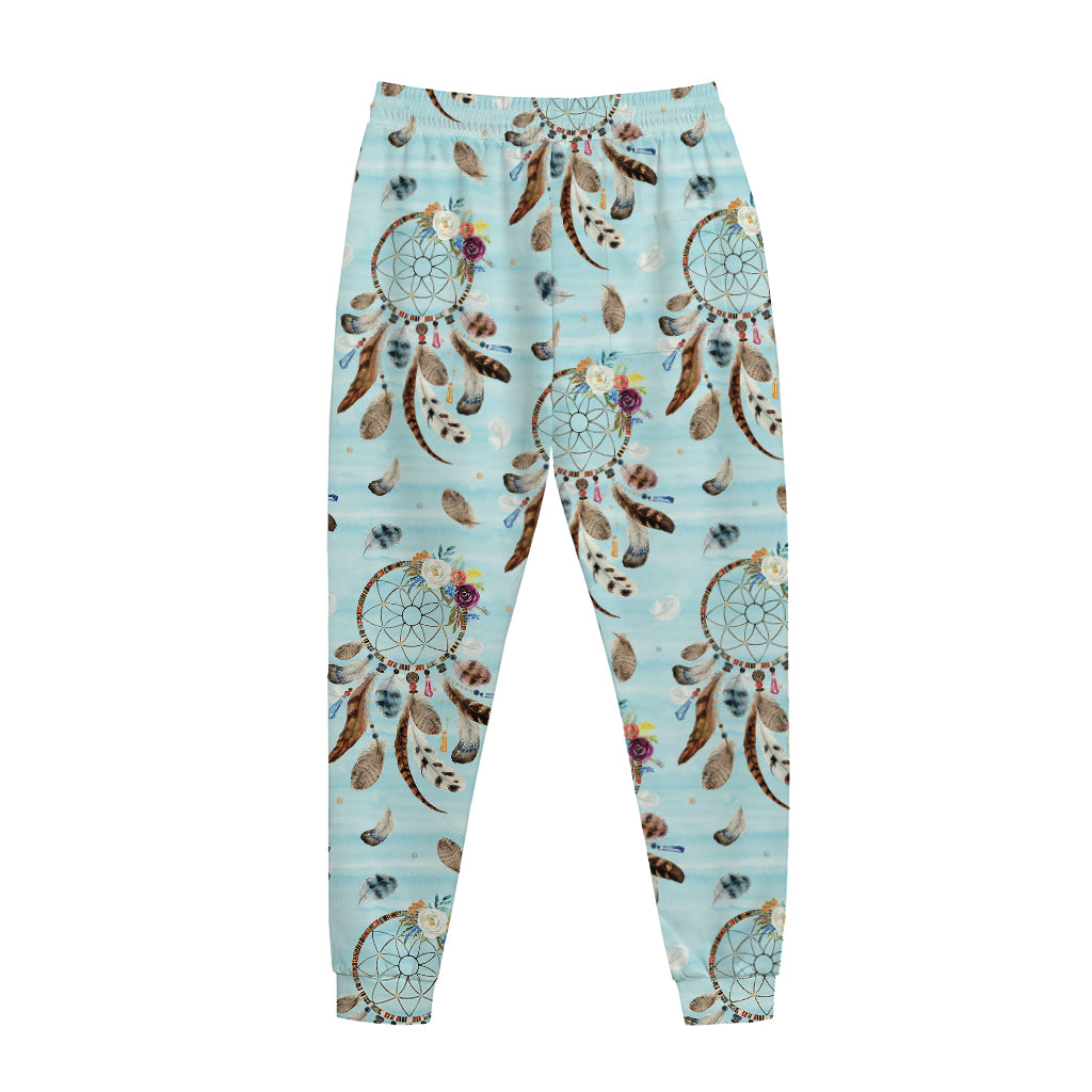 Blue Indian Dream Catcher Pattern Print Jogger Pants