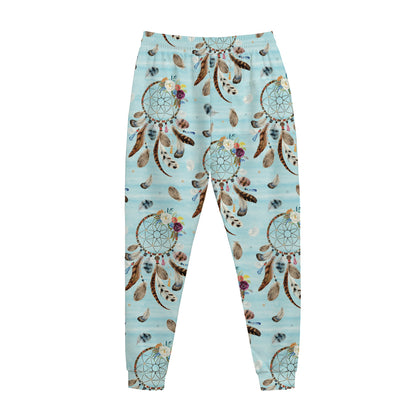Blue Indian Dream Catcher Pattern Print Jogger Pants