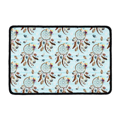 Blue Indian Dream Catcher Pattern Print Kitchen Mat