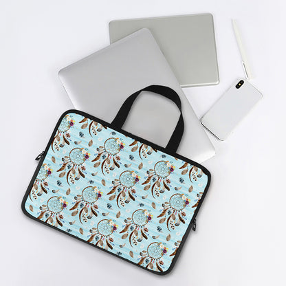Blue Indian Dream Catcher Pattern Print Laptop Sleeve With Handle