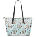 Blue Indian Dream Catcher Pattern Print Leather Tote Bag With Zipper