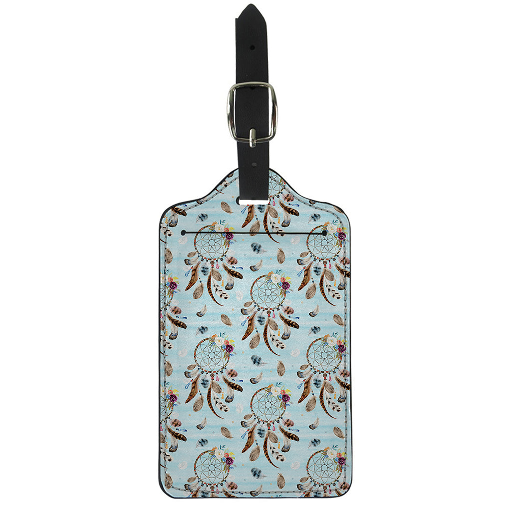 Blue Indian Dream Catcher Pattern Print Luggage Tag
