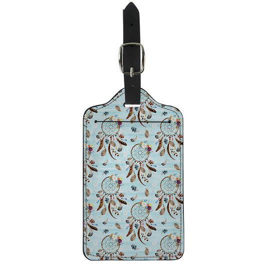 Blue Indian Dream Catcher Pattern Print Luggage Tag