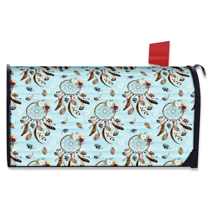 Blue Indian Dream Catcher Pattern Print Mailbox Cover