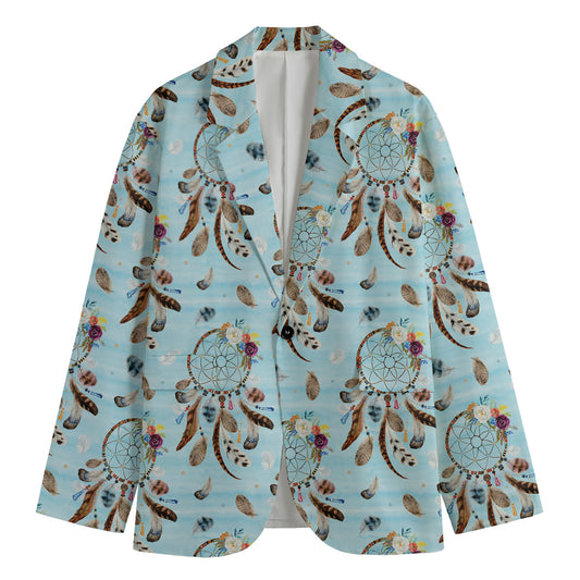 Blue Indian Dream Catcher Pattern Print Men's Blazer