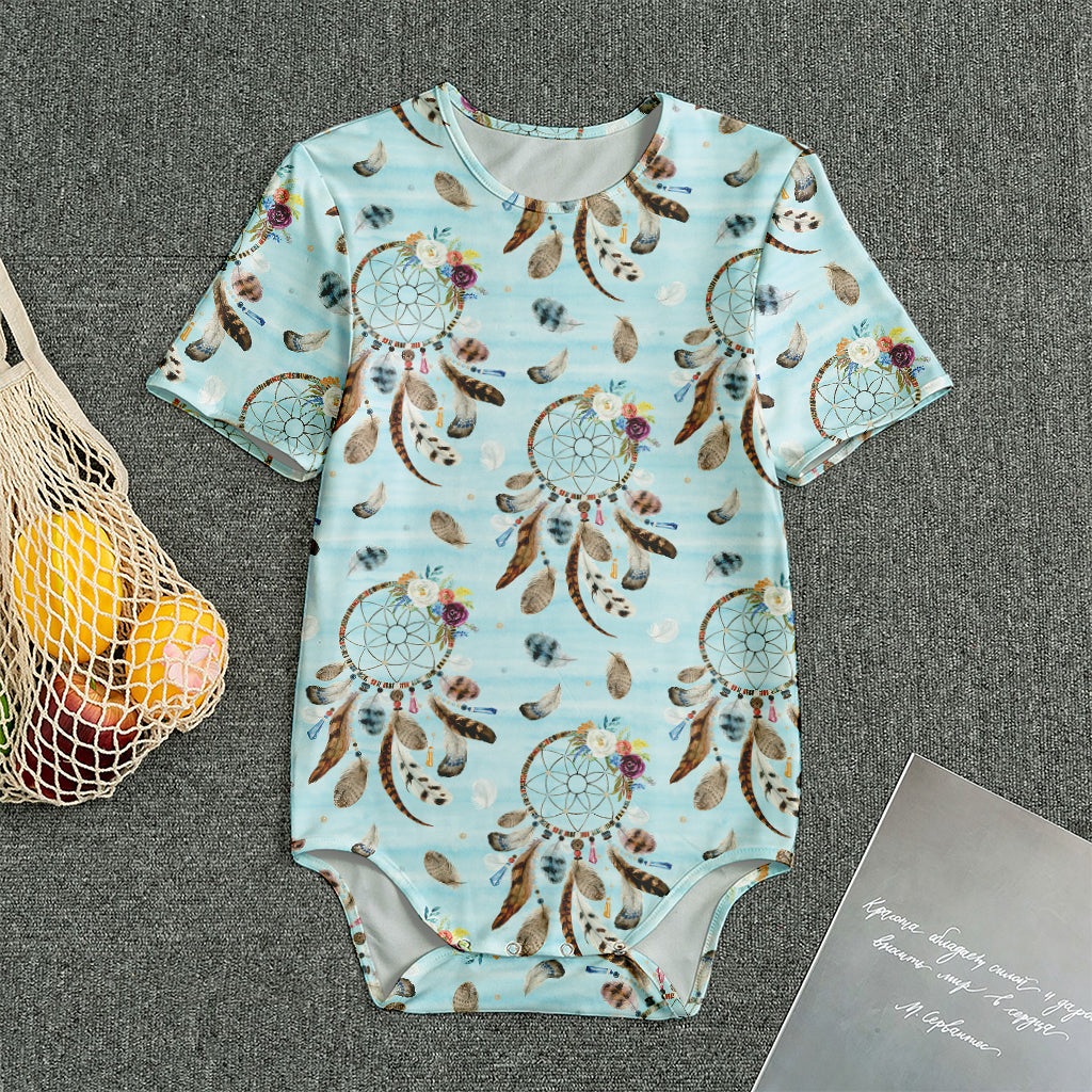 Blue Indian Dream Catcher Pattern Print Men's Bodysuit