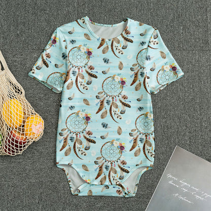 Blue Indian Dream Catcher Pattern Print Men's Bodysuit