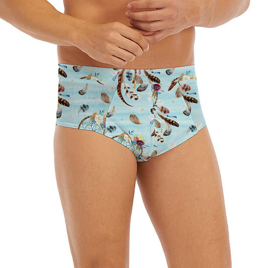 Blue Indian Dream Catcher Pattern Print Men's Briefs