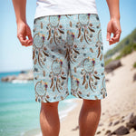 Blue Indian Dream Catcher Pattern Print Men's Cargo Shorts