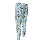 Blue Indian Dream Catcher Pattern Print Men's Compression Pants
