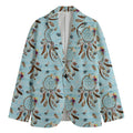 Blue Indian Dream Catcher Pattern Print Men's Cotton Blazer