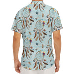 Blue Indian Dream Catcher Pattern Print Men's Deep V-Neck Shirt