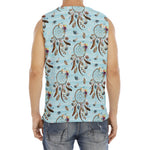 Blue Indian Dream Catcher Pattern Print Men's Fitness Tank Top