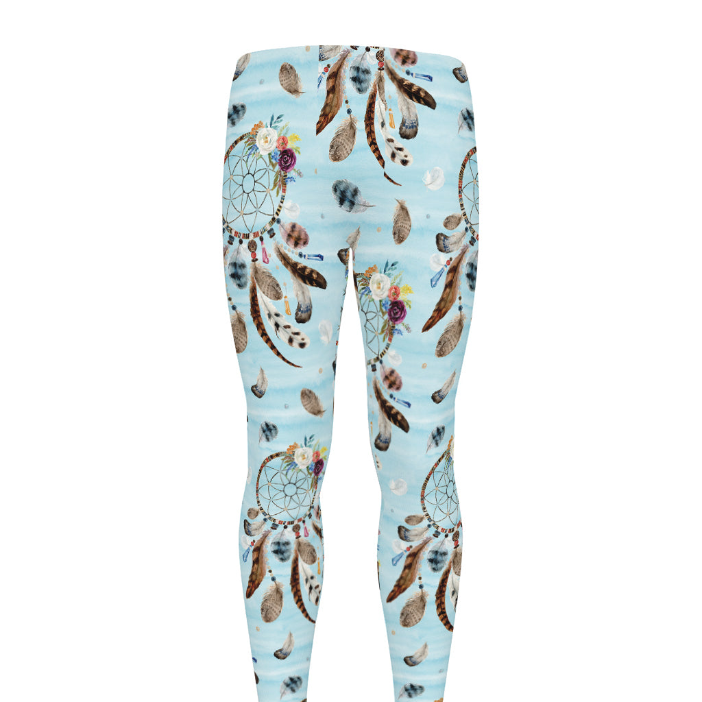 Blue Indian Dream Catcher Pattern Print Men's leggings
