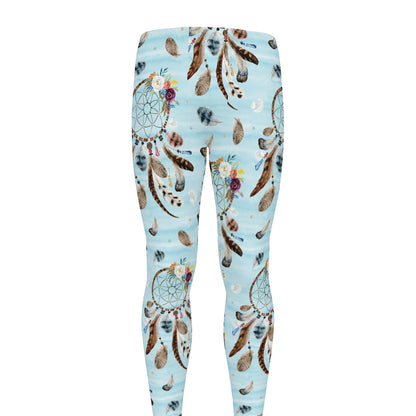 Blue Indian Dream Catcher Pattern Print Men's leggings