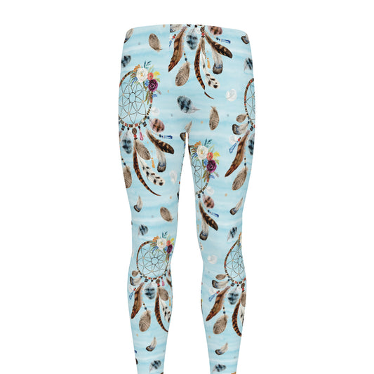 Blue Indian Dream Catcher Pattern Print Men's leggings