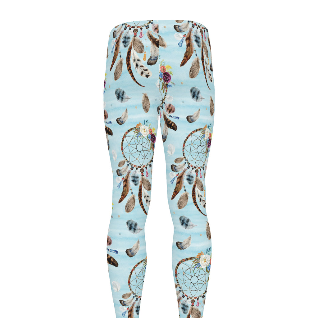 Blue Indian Dream Catcher Pattern Print Men's leggings